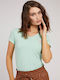 Guess Women's T-shirt with V Neck Aloe Palm