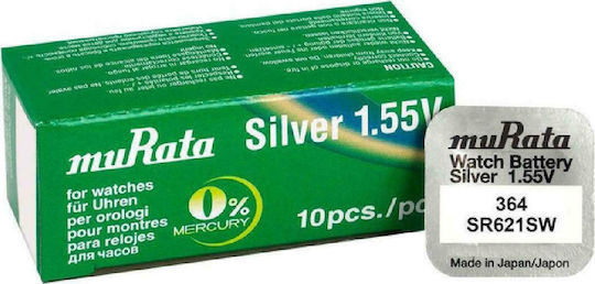 Murata 364 Batterien Silber-Oxid für Uhren SR621SW 1.55V 10Stück