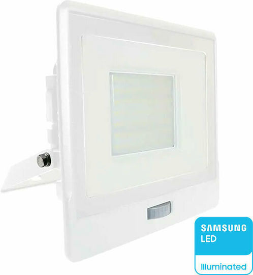 V-TAC Waterproof LED Floodlight 50W Natural White 4000K with Motion Sensor IP65