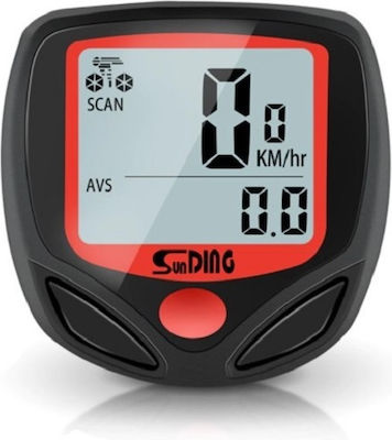 Sunding SD-548C Wireless Turometru Bicicletă Negru/Roșu