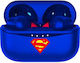 OTL DC Comics Superman In-Ear Bluetooth-Freisprecheinrichtung Kopfhörer mit Ladeetui Blau