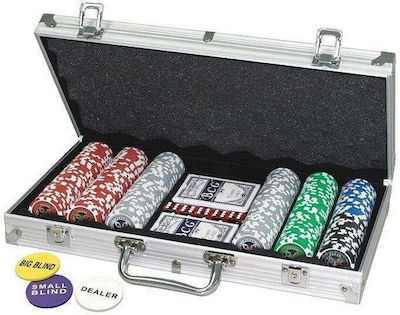 Gama Brands Set 300 Numbered Poker Chips in Box with 2 Decks