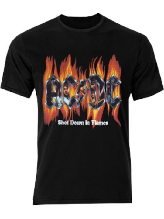 Shot Down In Flames Tricou AC/DC Negru 9086