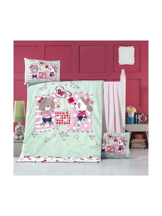Rythmos Сет Бебешка Долен Калъф с Калъфка за Възглавница Sleepy Зелен 100x150см.
