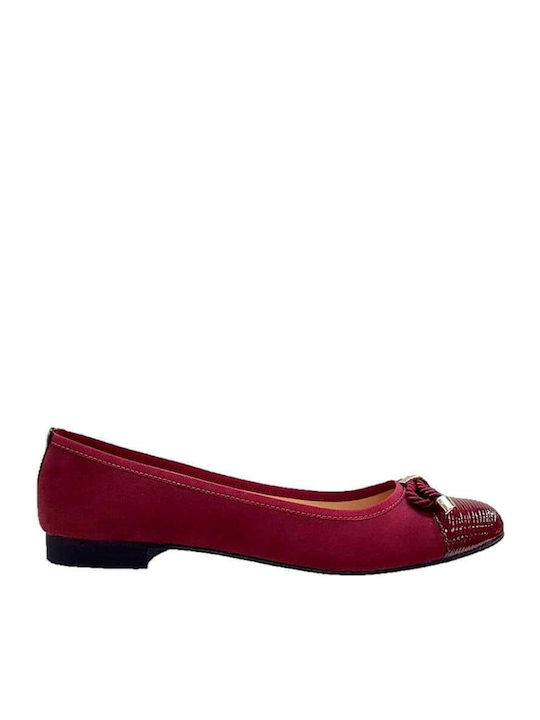 Synthetic Leather Ballerinas Burgundy