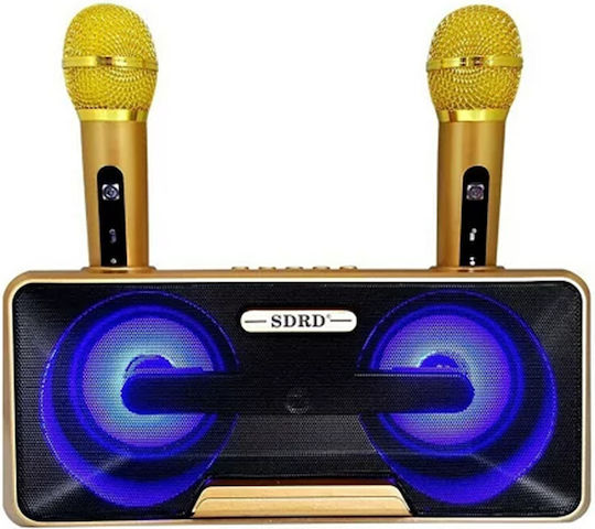 Karaoke Speaker with Wireless Microphones and Lighting Effects SD-301 Gold