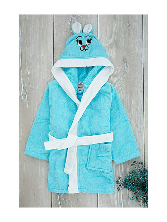 Minilori Baby Kids Hooded Bathrobe Τυρκουάζ