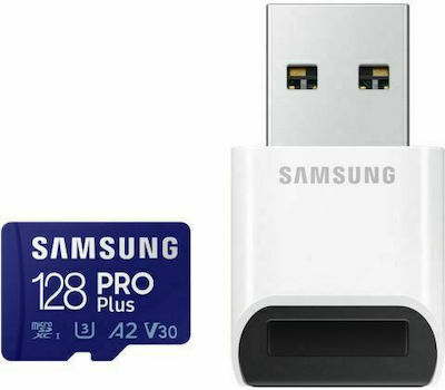 Samsung Pro Plus (2021) microSDXC 128GB Class 10 U3 V30 A2 UHS-I με USB Reader