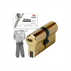 Cisa Lock Cylinder Security Astral S 80mm (30-50) with 5 Keys Gold