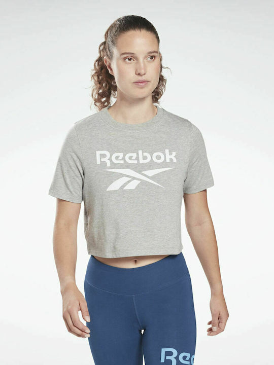 Reebok Identity Women's Athletic Cotton Blouse Short Sleeve Medium Grey Heather