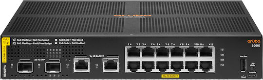 HP Aruba 6000 Managed L3 PoE+ Switch with 12 Gigabit (1Gbps) Ethernet Ports and 2 SFP Ports