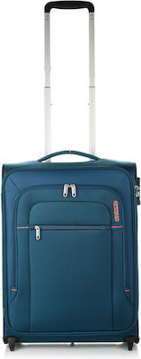 American Tourister Crosstrack Upright Cabin Travel Suitcase Fabric Blue with 4 Wheels Height 55cm.