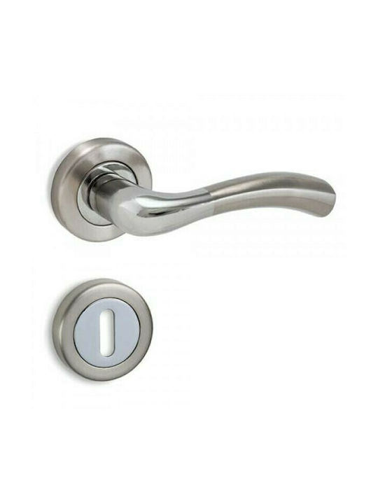 Conset Lever Front Door with Rosette Left C1425 C1425S05S04 with Rosette Nickel