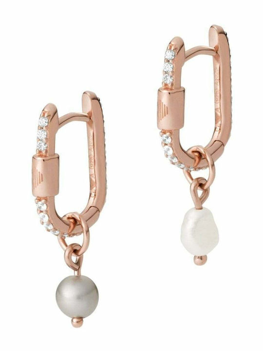 Emporio Armani Sentimental Earrings made of Silver Gold Plated with Stones & Pearls