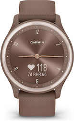 Garmin Vivomove Sport 40mm Waterproof Smartwatch with Heart Rate Monitor (Cocoa Case and Silicone Band with Peach Gold Accents)