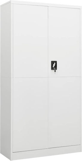 Zweiflügeliger Schrank Metallisch mit Trennwand & 5 Regale White 90x40x180cm
