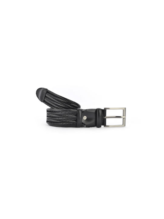 Men's Knitted Leather Belt Black