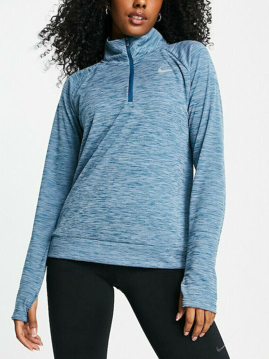 Nike Dri-Fit Pacer Μακρυμάνικη Γυναικεία Αθλητική Μπλούζα Γαλάζια