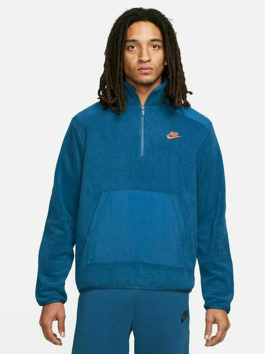 Nike Winter Court Ανδρική Μπλούζα με Φερμουάρ Μακρυμάνικη Μπλε