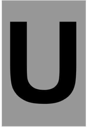 Ergo "U" Sign with Text in Black Color Aluminum 3cm 572410.0051