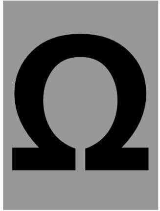 Ergo "Ω" Sign with Text in Black Color Aluminum 3cm 572410.0065
