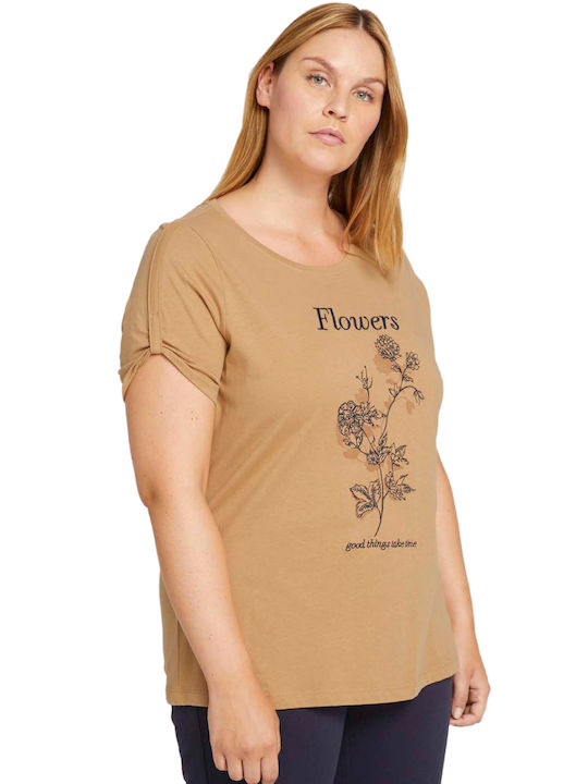 Tom Tailor Women's T-shirt Soft Caramel