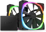 NZXT Aer RGB 2 Starter Kit (2x 140mm) Case Fan με Σύνδεση 4-Pin PWM Matte Black