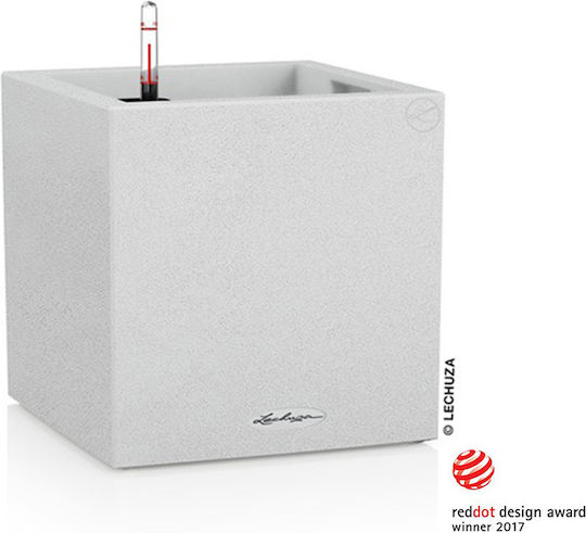 Lechuza Canto Stone Selbstbewässernd Topf Kunststoff Quartz White 30x30x30cm.