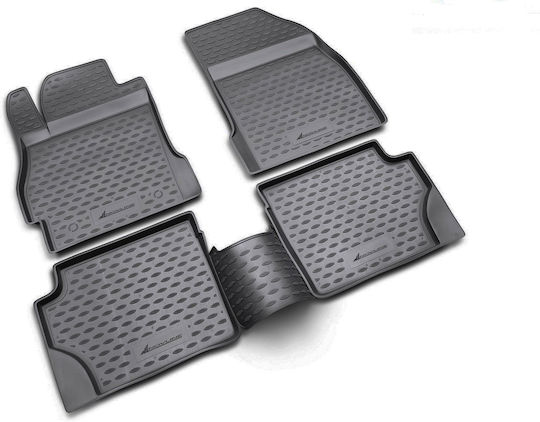 Novline Set of Front and Rear Mats 4pcs Tray Type for Mazda 2 2007 Black