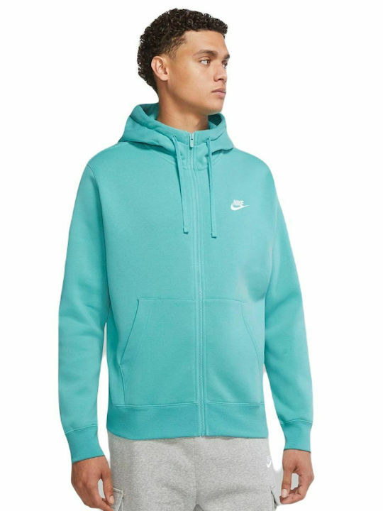 Nike Sportswear Club Ζακέτα με Κουκούλα Τιρκουάζ