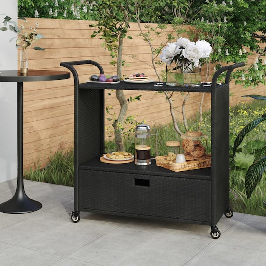 Masa Bar pentru spații exterioare Ratan Negru 100x45x97buc