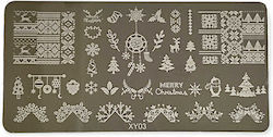 UpLac Y-03 Christmas Stamps for Nails in Silver Color