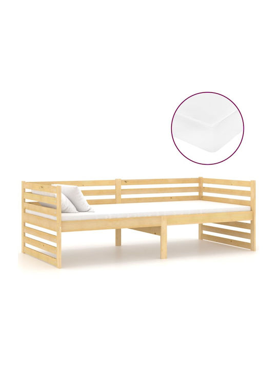 Sofa Single Bed Solid Wood with Slats Natural 9...