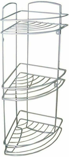 Klikareto 700-00197 Corner Wall Mounted Bathroom Shelf Metallic with 3 Shelves 32x23x60cm Silver