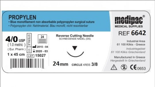 Medipac Propylen 4/0 Surgical Suture 24mm 6642