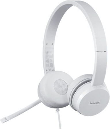 Lenovo 110 Auf dem Ohr Multimedia-Headsets mit Mikrofon und Verbindung USB-A in Weiß Farbe