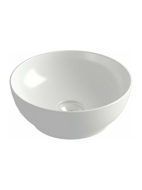 Orabella Trend Round Επικαθήμενος Νιπτήρας Πορσελάνης 38x38cm White Glossy