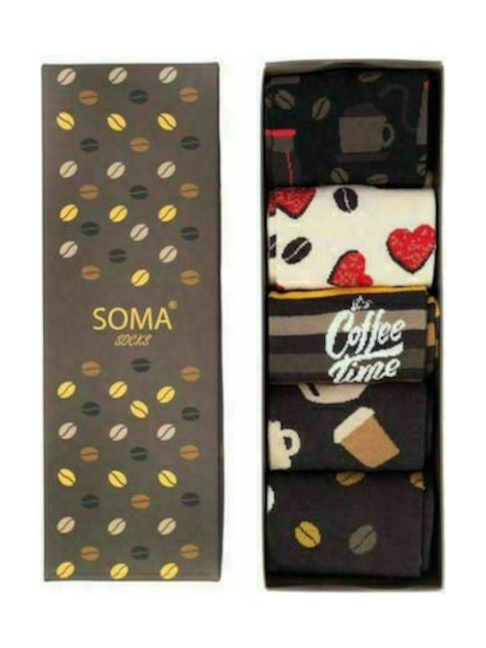 Soma Socks Coffee Șosete cu Model Maro 5Pachet