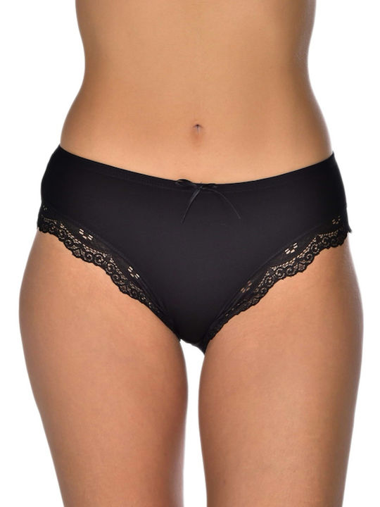 Jokers Baumwolle Damen Slip mit Spitze Schwarz