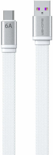 WK WDC-156 Geflochtenes Flaches USB Typ-C Kabel USB 2.0 Männlich - USB-A Weiß 1,5 m