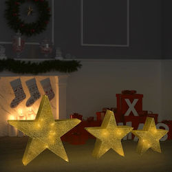 vidaXL Χριστουγεννιάτικα Διακοσμητικά Επιτραπέζια Αστέρια Φωτιζόμενα Υφασμάτινα Χρυσό 3τμχ