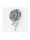 Women's Silver Brooch With Blue Petrol Rose Design