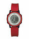 Q&Q Digital Women's Watch with Red Rubber Strap