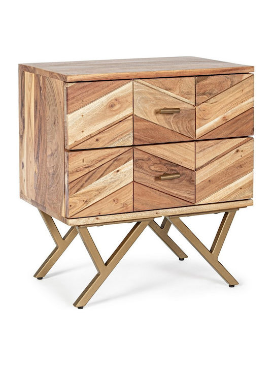 Raida Wooden Bedside Table Natural 50x35x55cm