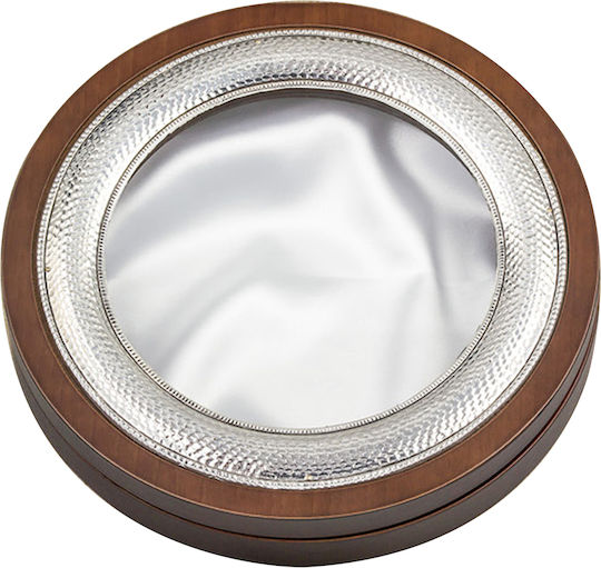 Silver Astron Hochzeitskronen-Etui Rund Braun 26x26εκ.