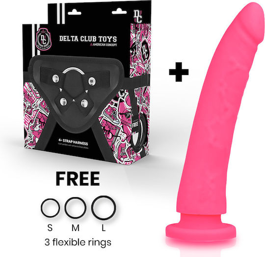 Delta Club Harness με Dildo 23cm σε χρώμα Pink