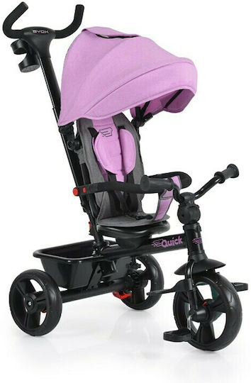 Byox Quick Kids Tricycle Foldable, Convertible, With Push Handle & Sunshade for 1.5+ Years Purple