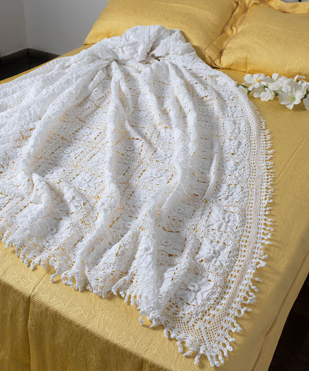 Silk Fashion 4452 Плетено Одеяло За Двойно Легло 225x250см Бяло
