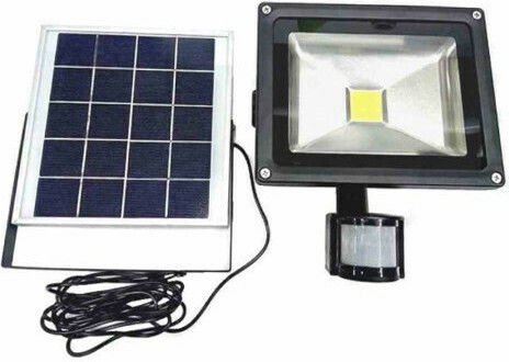 Водоустойчив Слънчев LED Прожектор 10W Студено Бяло 6000K с Motion Sensor IP65