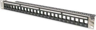 Digitus Patch Panel Keystone for Rack 1U 19" with 24 Ports Black